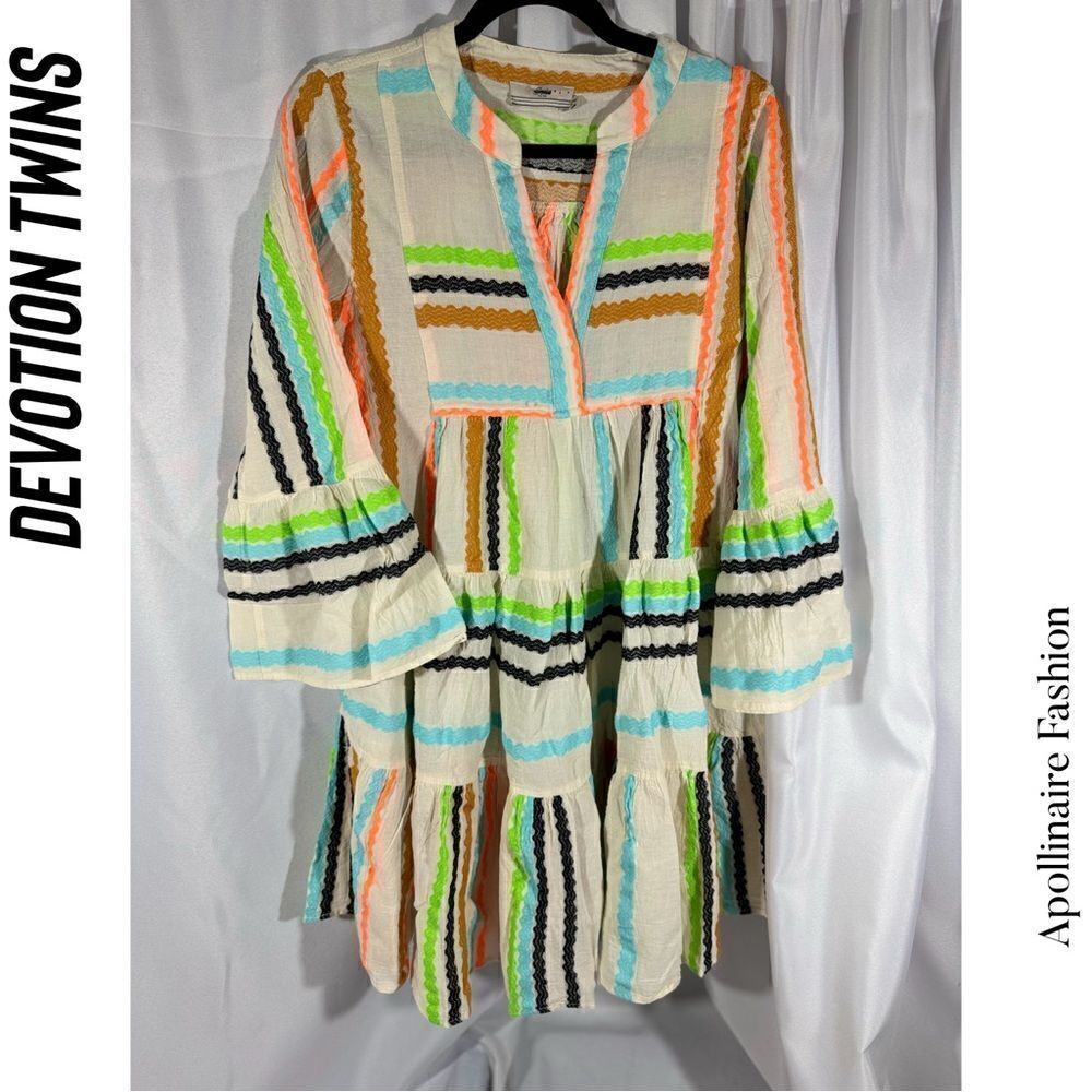 DEVOTION TWINS ELA MULTI COLORED JACQUARD MINI DRESS NEW - Picture 4 of 7
